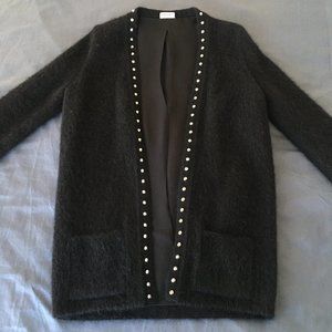 Saint Laurent 2014 black studded open mohair cardigan, Brand size XS / Small